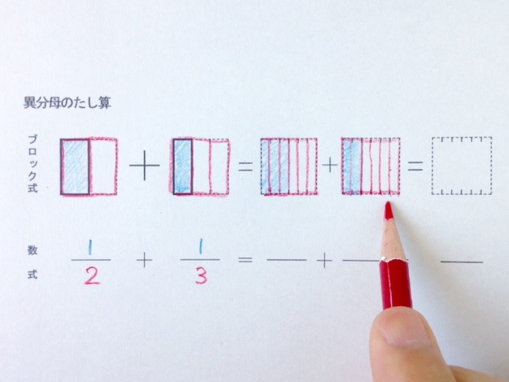図と色で分かる異分母分数たし算_手順2-3